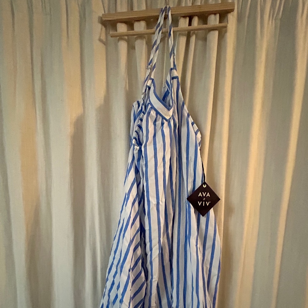 Ava + Viv blue and white striped summer dress